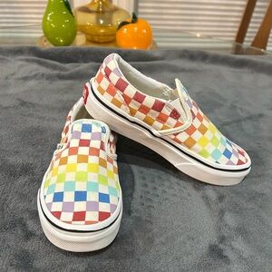 Vans Kids Rainbow Checkered Slip-On Sneakers